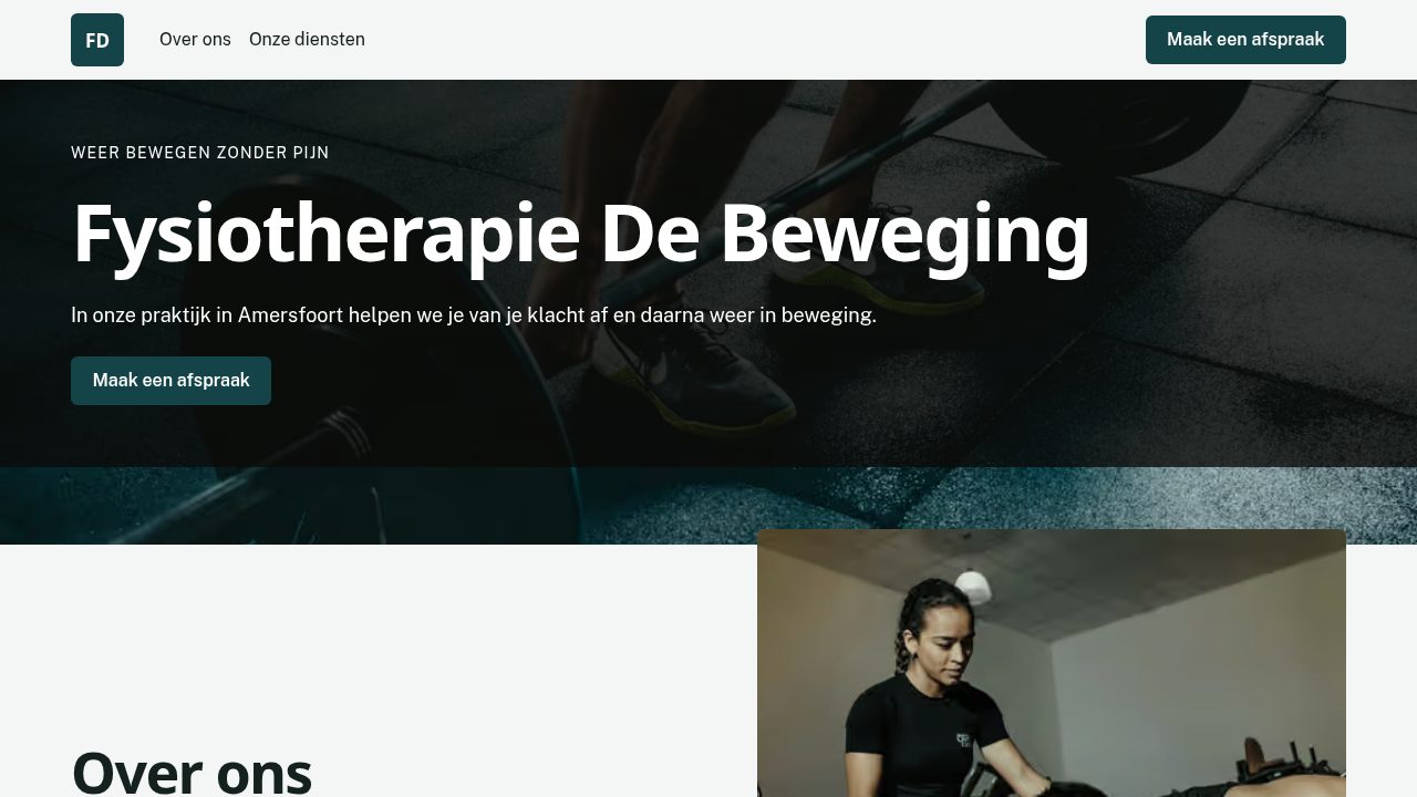 Homepage screenshot van Fysiotherapie De Beweging